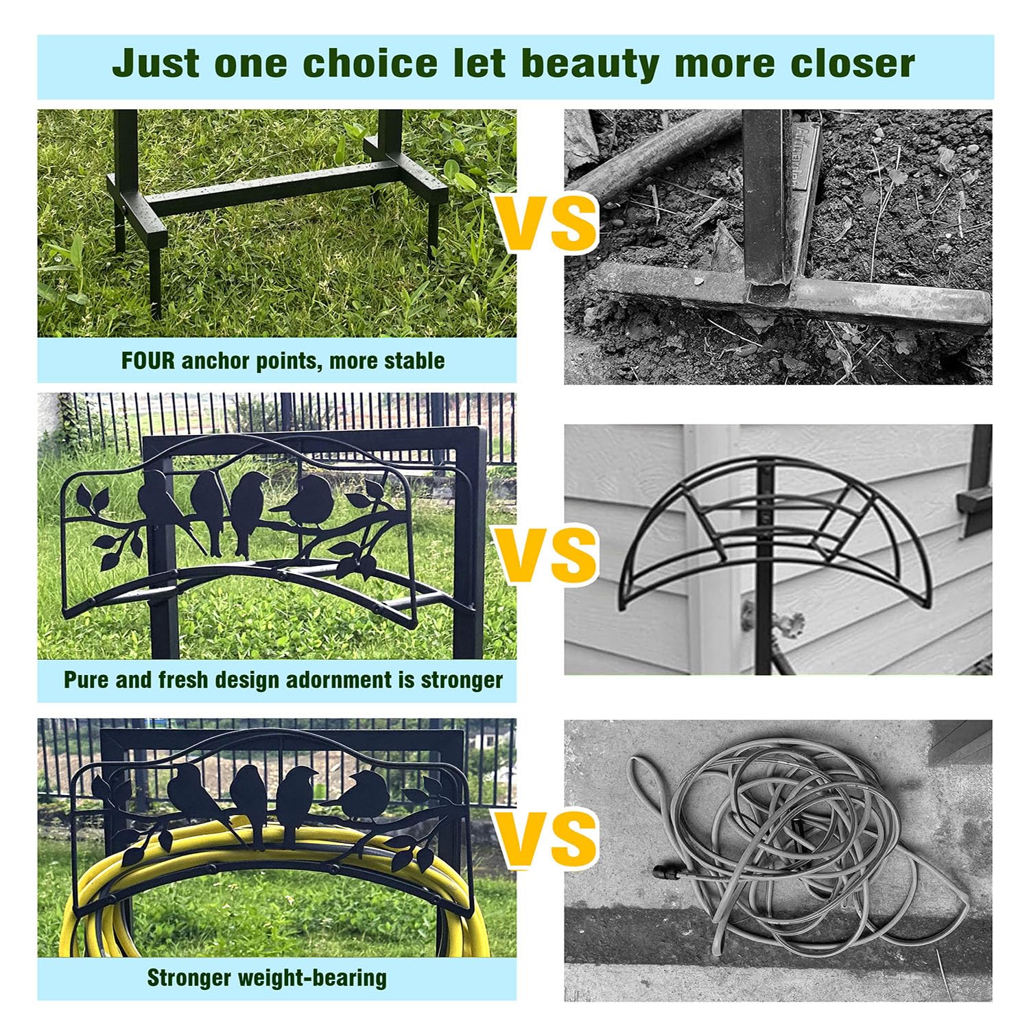BJHGUO hose holder placed in a landscaped garden to show visual integration and use