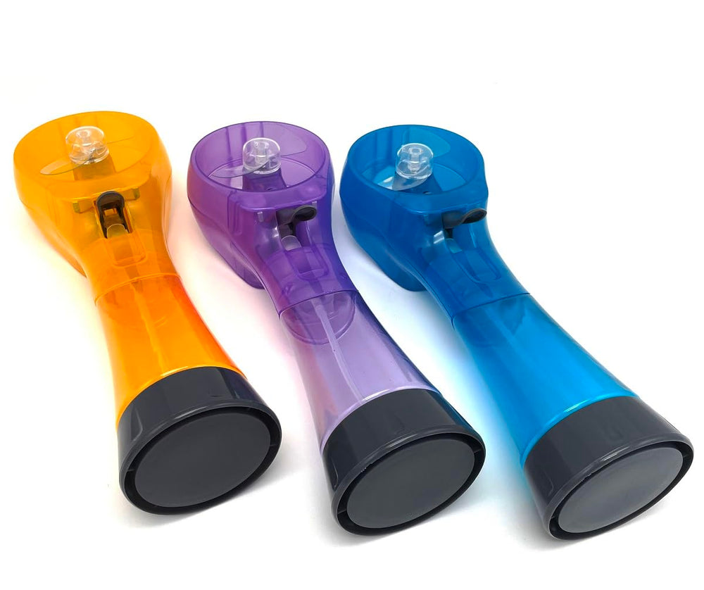 BJPEY handheld fan in use at a park provides portable relief