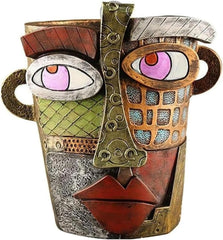 BJVF Picasso Pot front view showing colorful abstract face and sculptural form