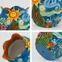 BJVF Starry Night close-up of raised brushstroke texture highlighting artistic detail