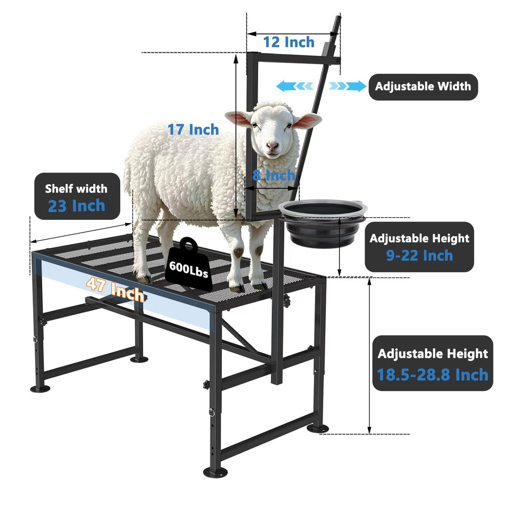 Bknius removable feed bin close-up keeping goats calm and focused