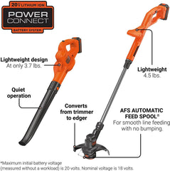 BLACK+DECKER trimmer rotating head close-up shows conversion to edger for precise borders