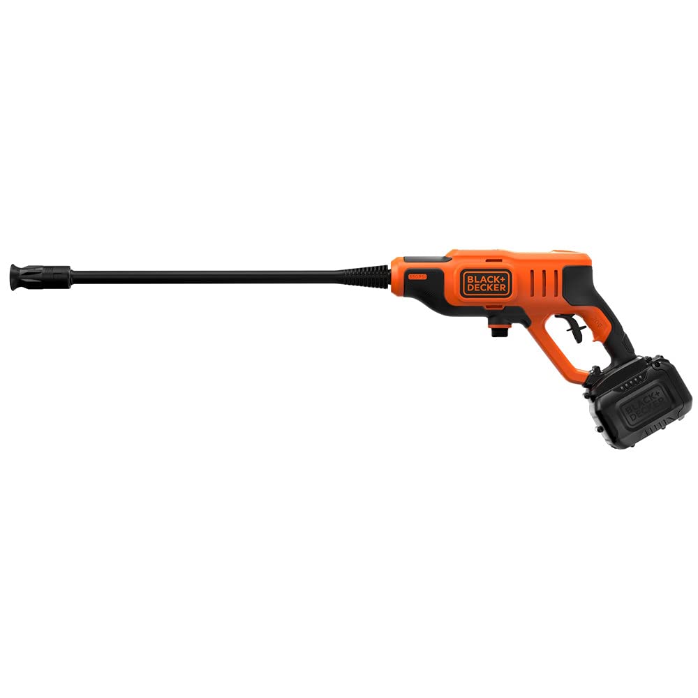 BLACK+DECKER adjustable nozzle close-up showing variable spray control benefit