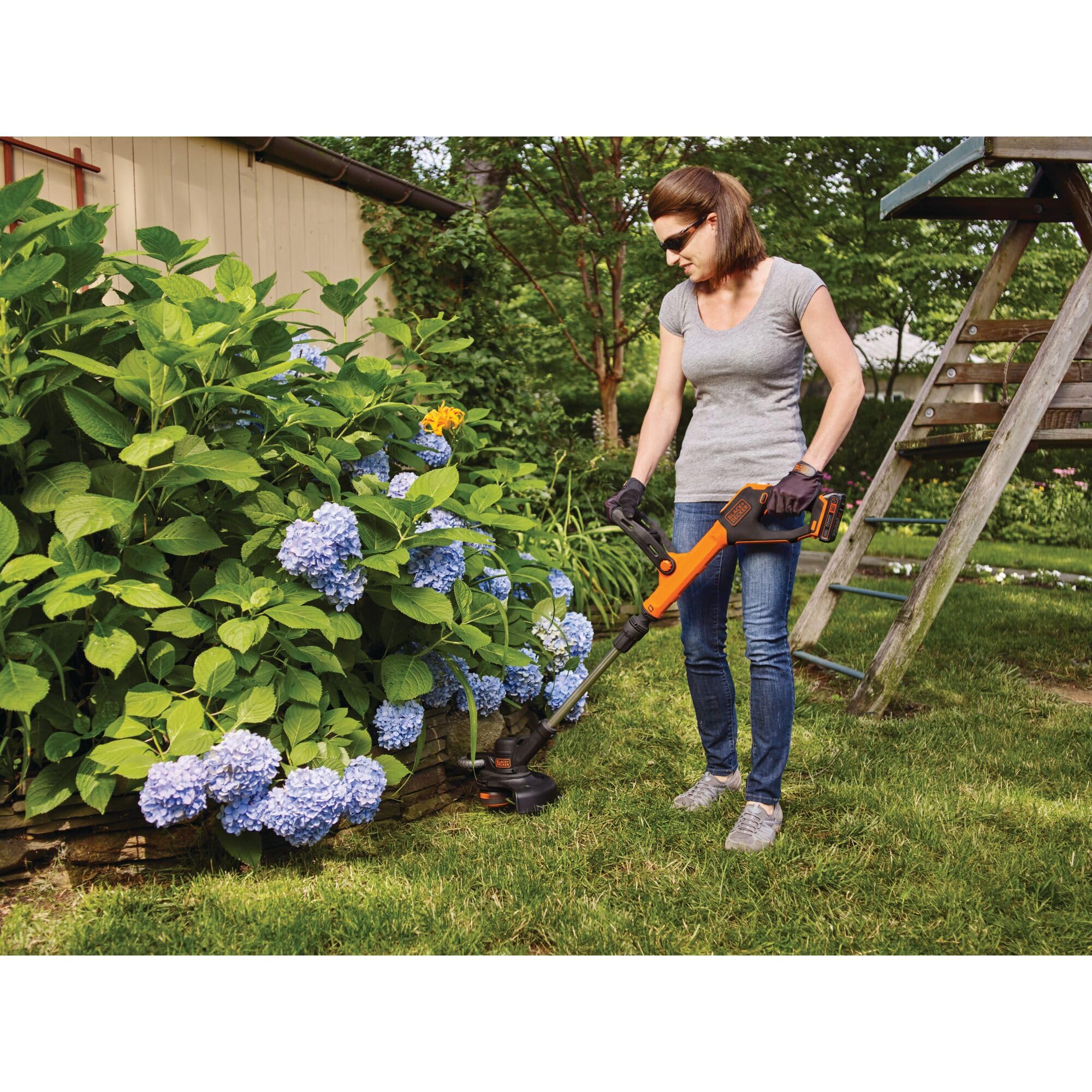 BLACK+DECKER 20V MAX battery and charger displayed for extended runtime convenience