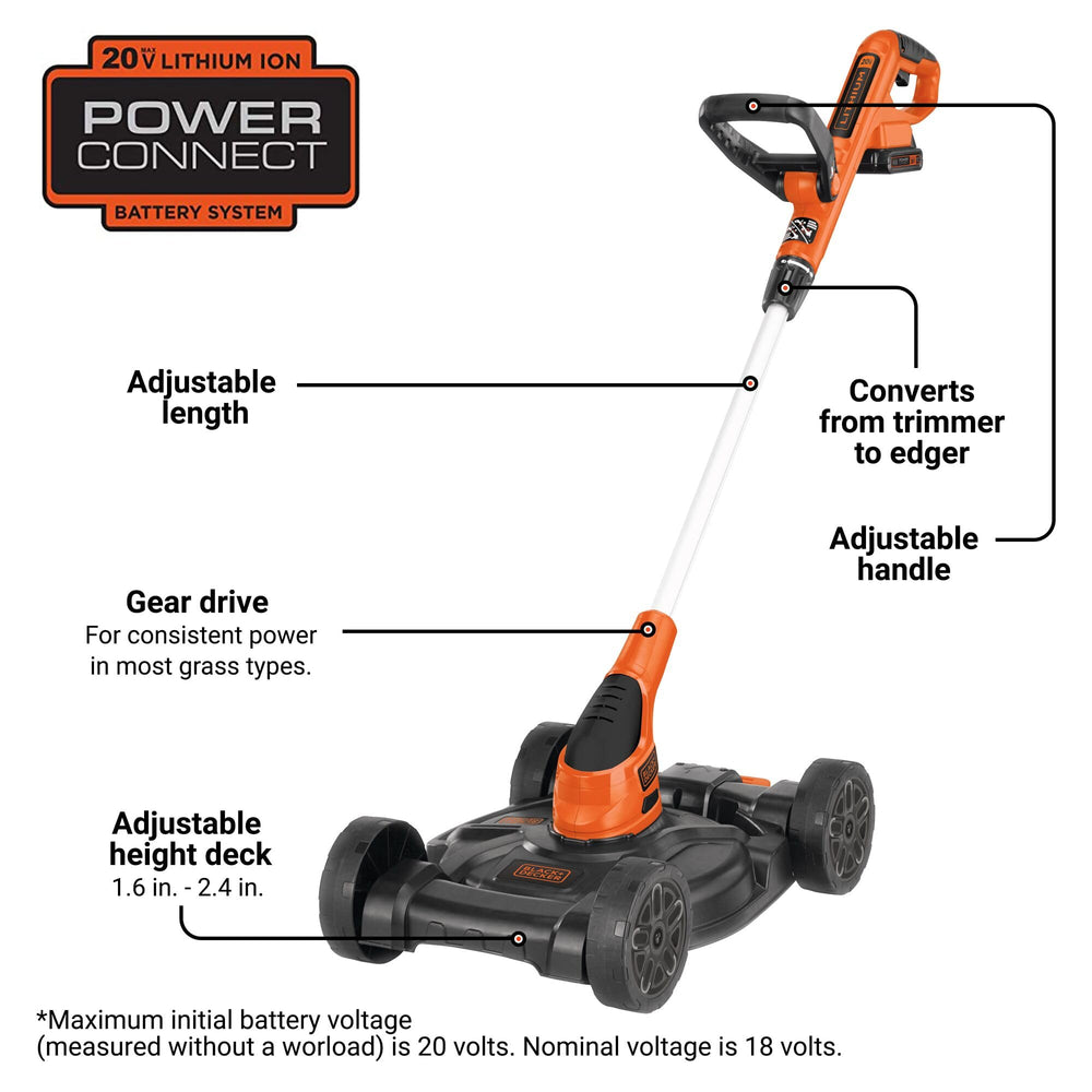 BLACK+DECKER close-up of detachable wheeled deck demonstrating quick conversion