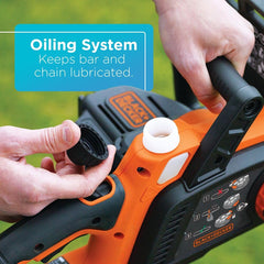 BLACK+DECKER cutting a branch illustrating easy pruning and homeowner convenience