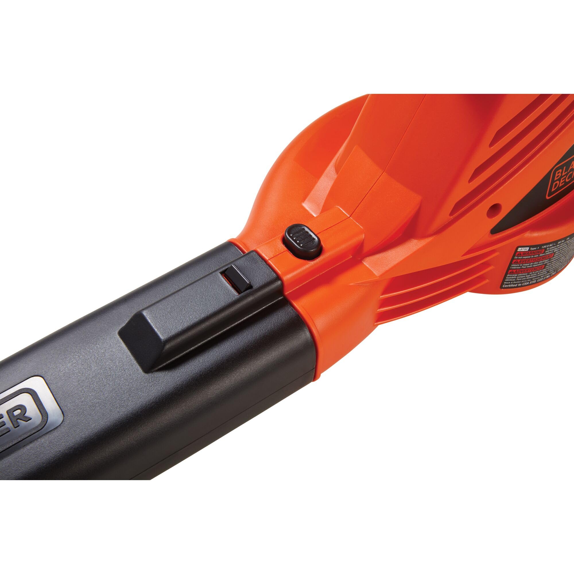 BLACK+DECKER LB700 contenido de la caja mostrando soplador y tubo
