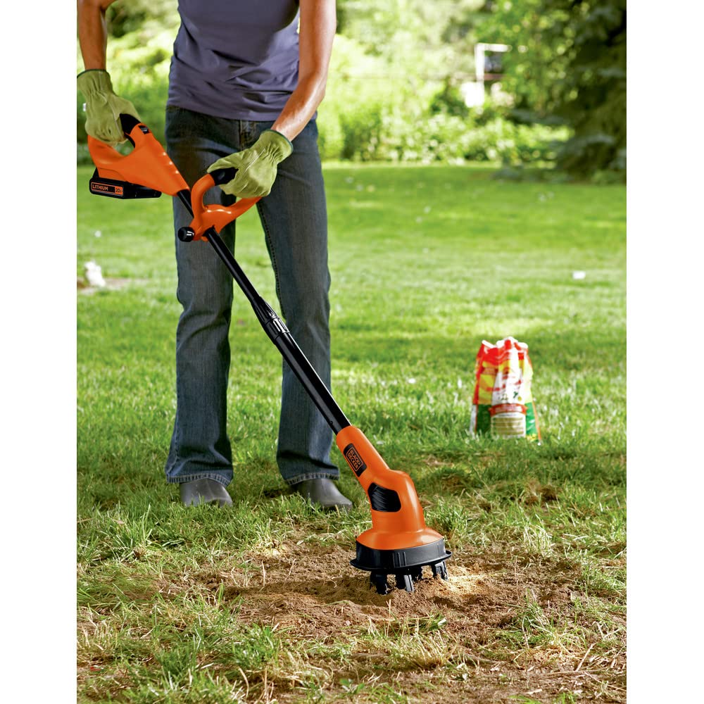 BLACK+DECKER side profile highlighting transmission and dual-tine design advantage