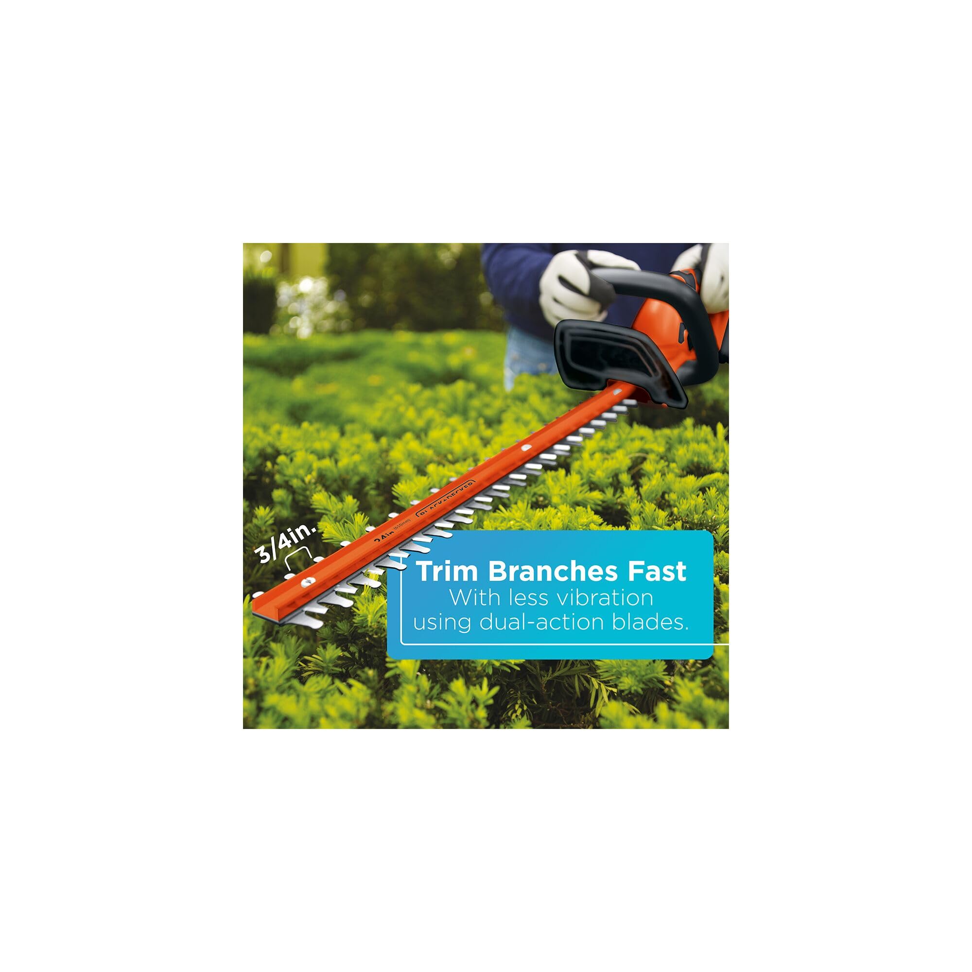 BLACK+DECKER handle detail with soft-grip and wrap-around design for improved comfort and control