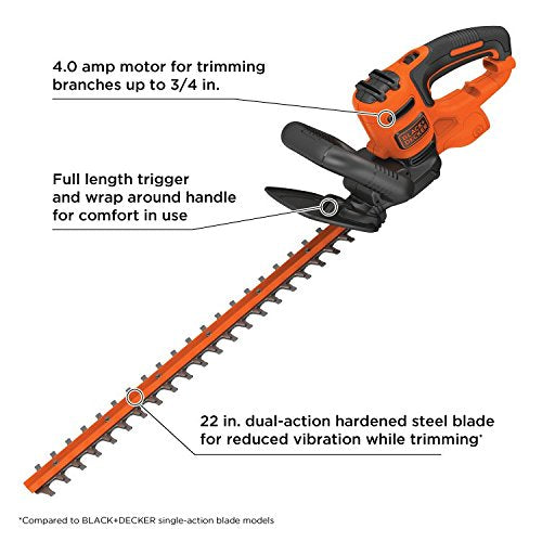 BLACK+DECKER in garden setting trimming bushes for quick landscape maintenance