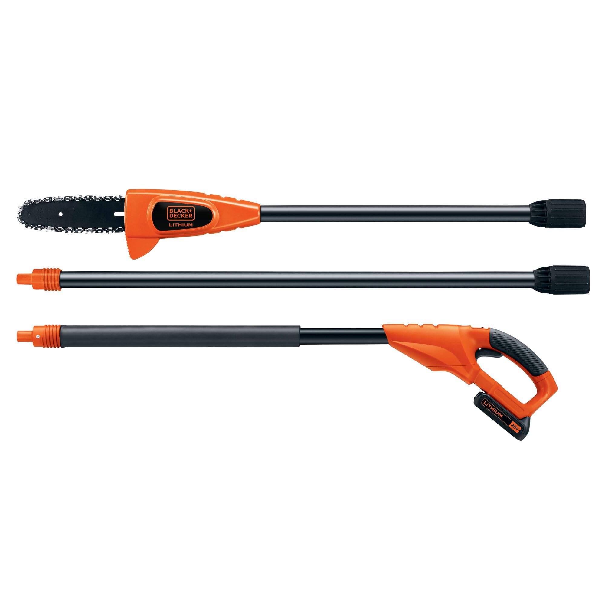 BLACK+DECKER 8-inch cutting bar close-up showing chain detail for precise trimming