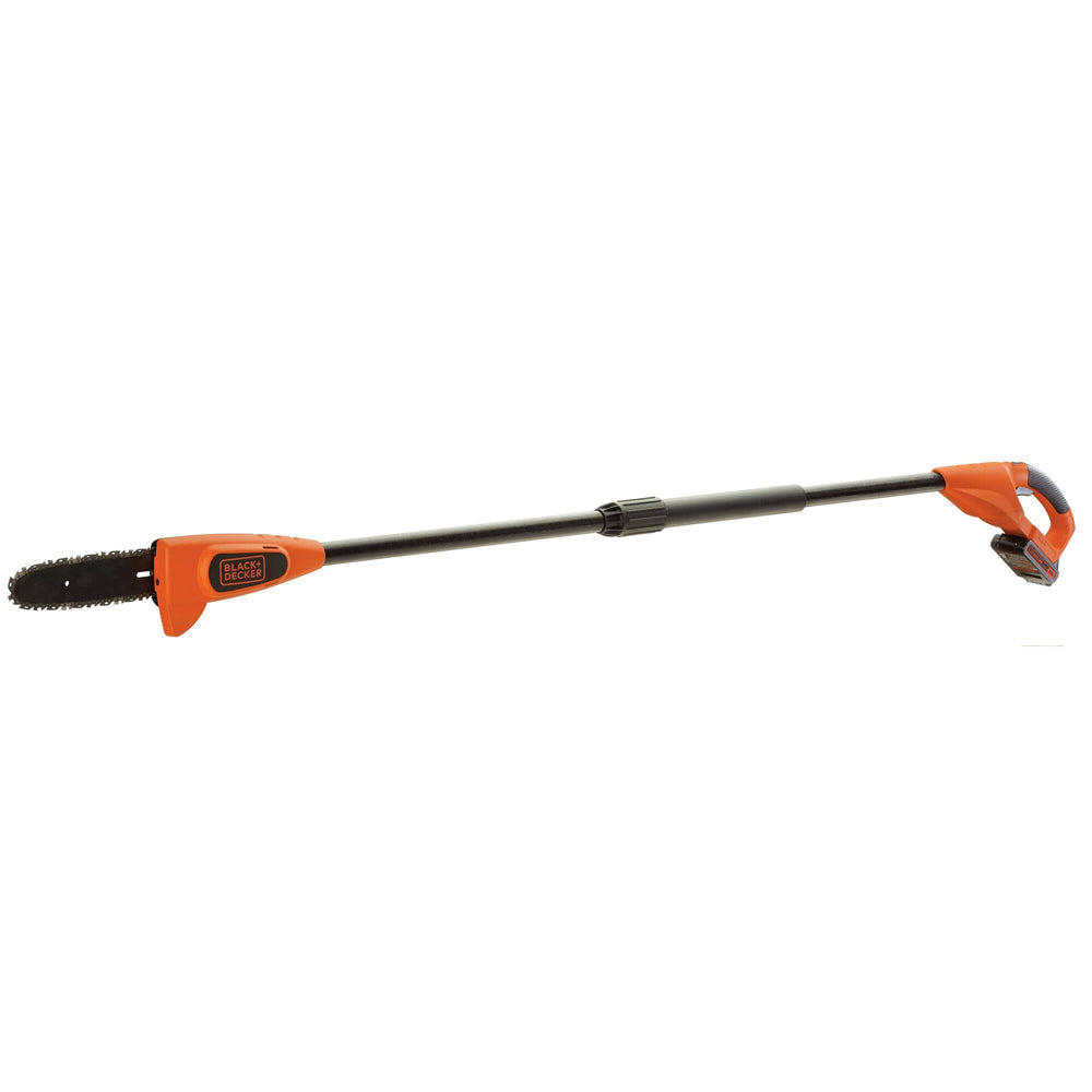 BLACK+DECKER pole saw extended to show reach offering up to 14-foot overhead access