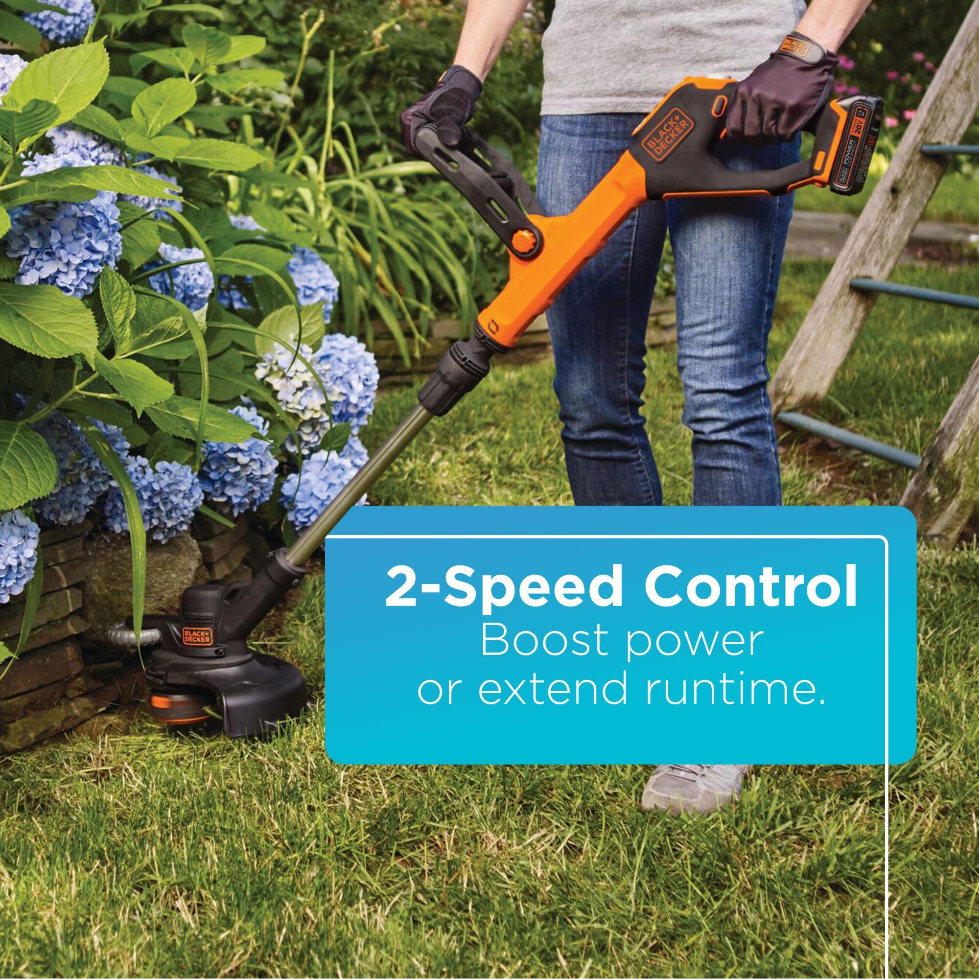 BLACK+DECKER converted to wheeled edger to create clean lawn borders