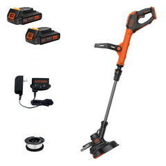 BLACK+DECKER front view of trimmer showing compact cordless design and portability