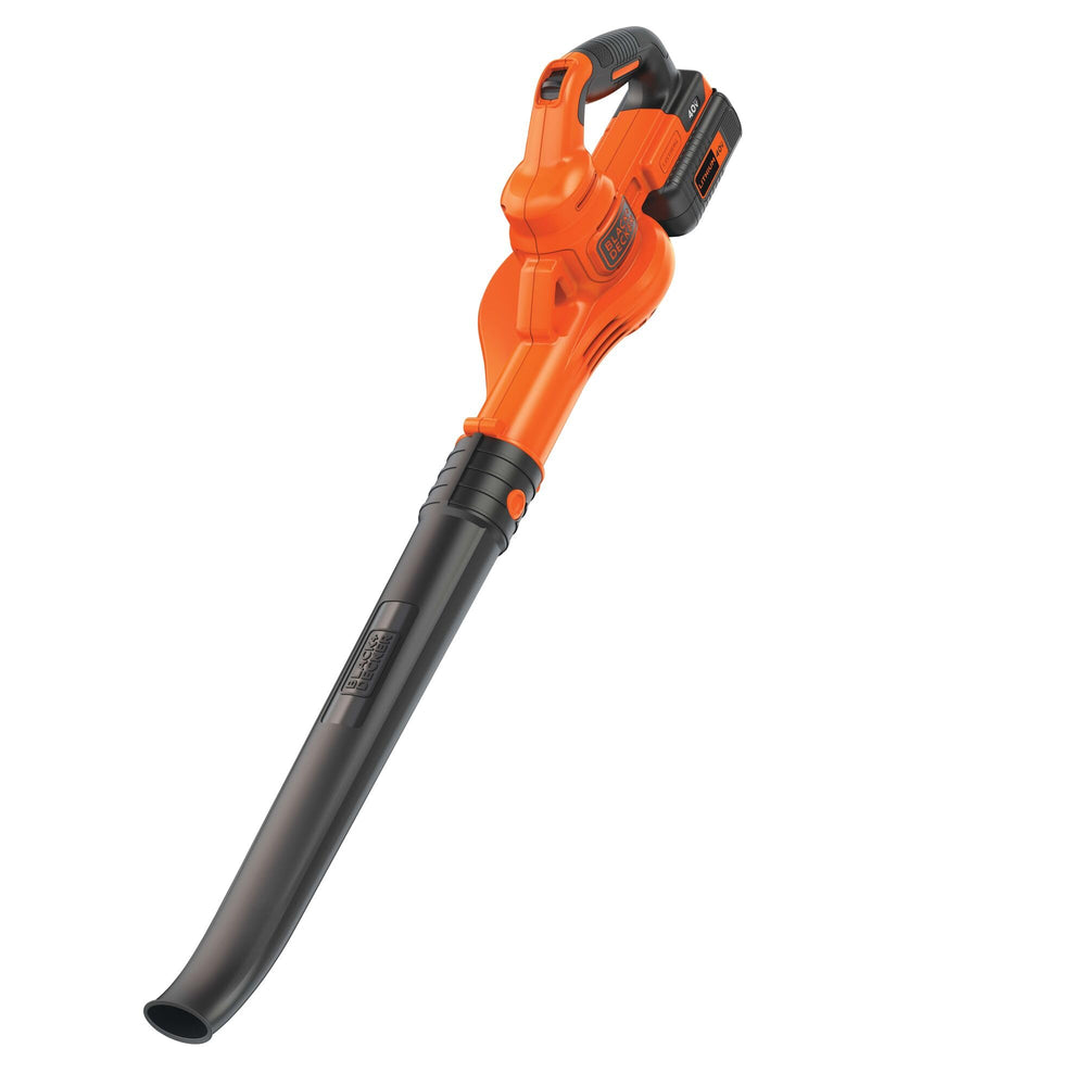 BLACK+DECKER front view of cordless blower showing compact form and easy handling