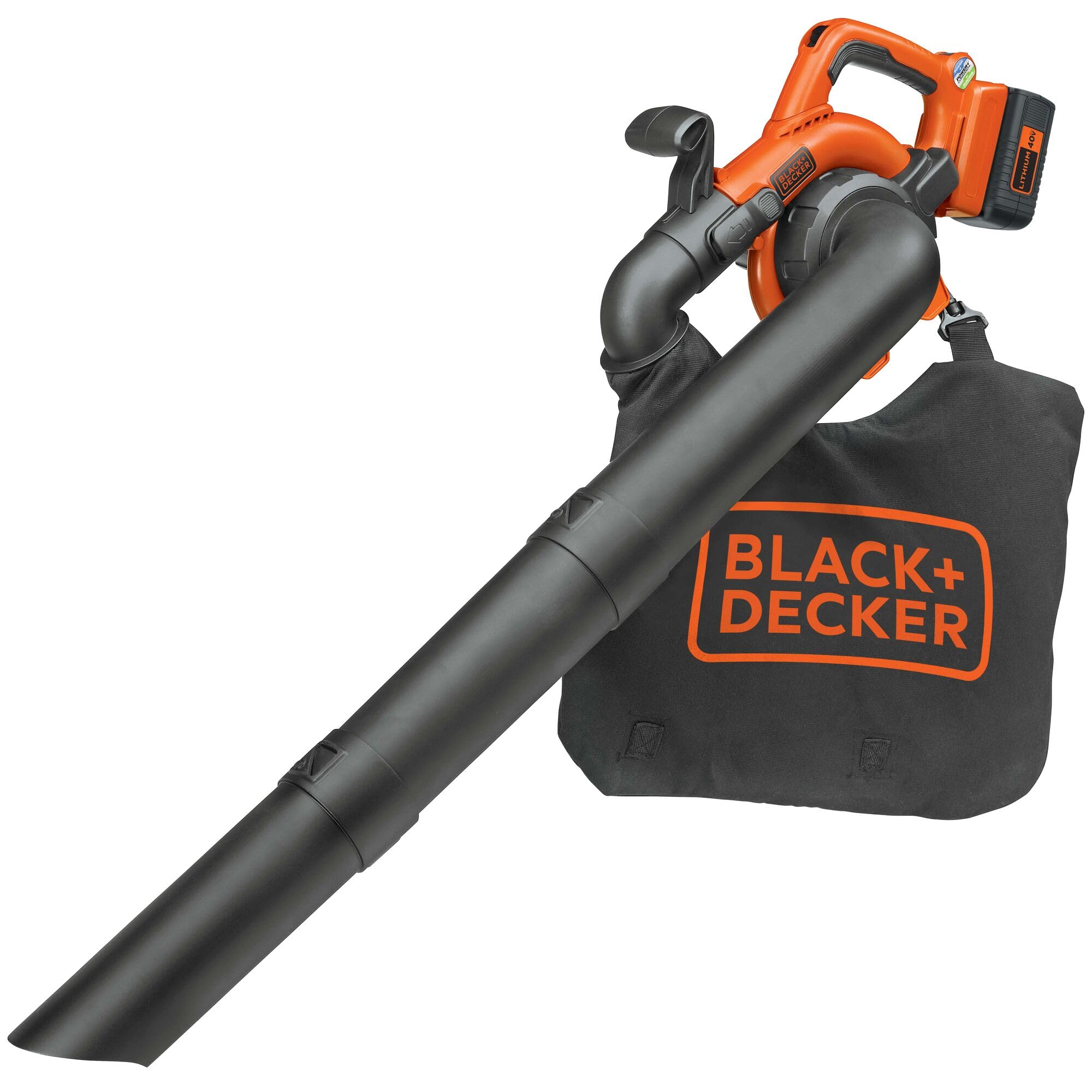 BLACK+DECKER built-in scraper loosening matted leaves for easier vacuuming