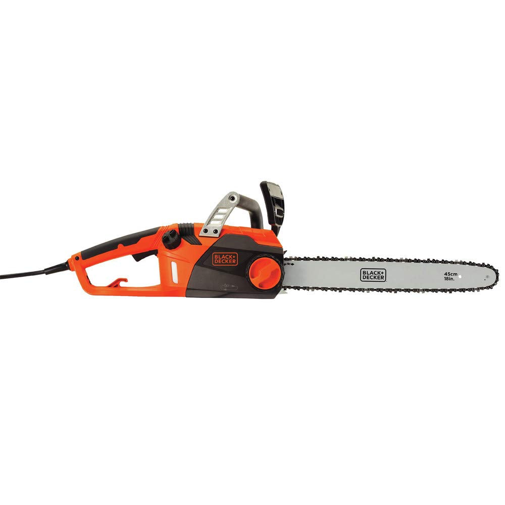 BLACK+DECKER close-up of Oregon low-kickback bar and chain for smoother cuts