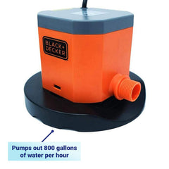 BLACK+DECKER stabilizing base detail keeps pump steady during operation