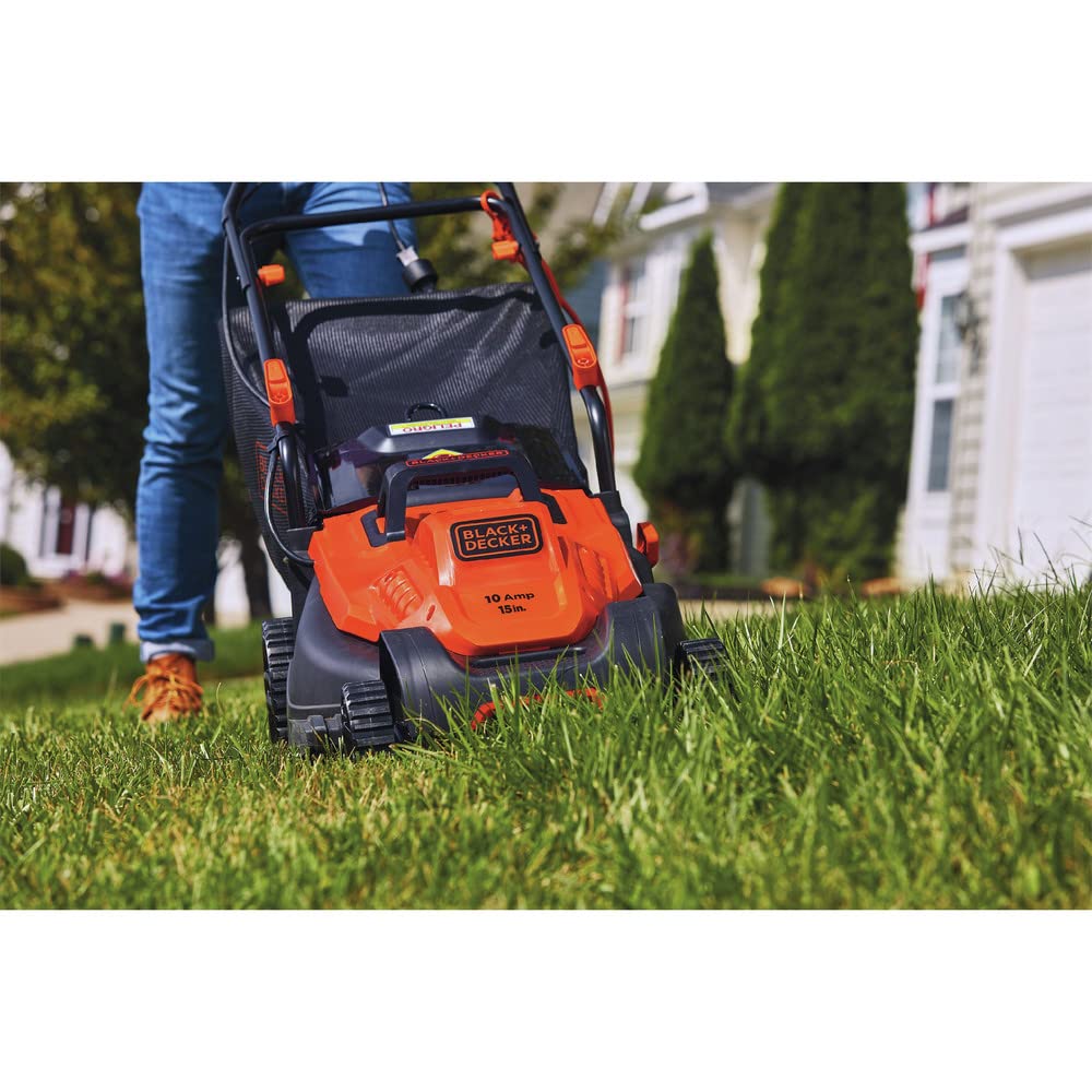 BLACK+DECKER side profile showing adjustable cutting heights for versatile finishes