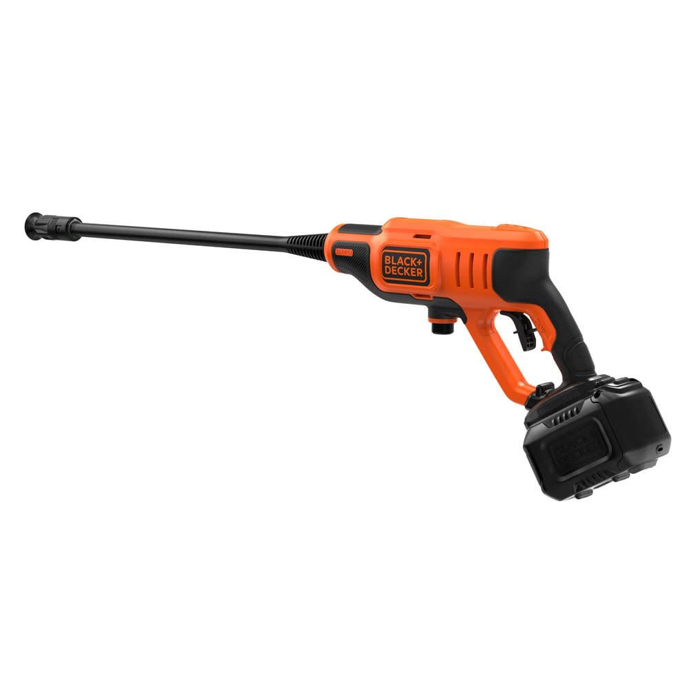 BLACK+DECKER suction hose drawing water from a bucket for off-grid cleaning benefit