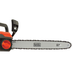 BLACK+DECKER tool-free chain tensioning knob detail for quick adjustments benefit