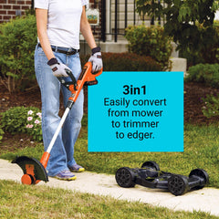 BLACK+DECKER trimmer head detail highlighting AFS automatic feed spool benefit