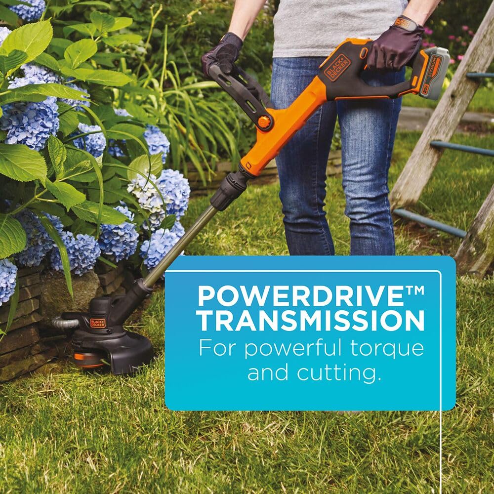 BLACK+DECKER converted wheeled edger in use creating straight borders benefit neat edges