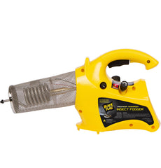 Black Flag fogger front view showing yellow housing and controls for portable pest control