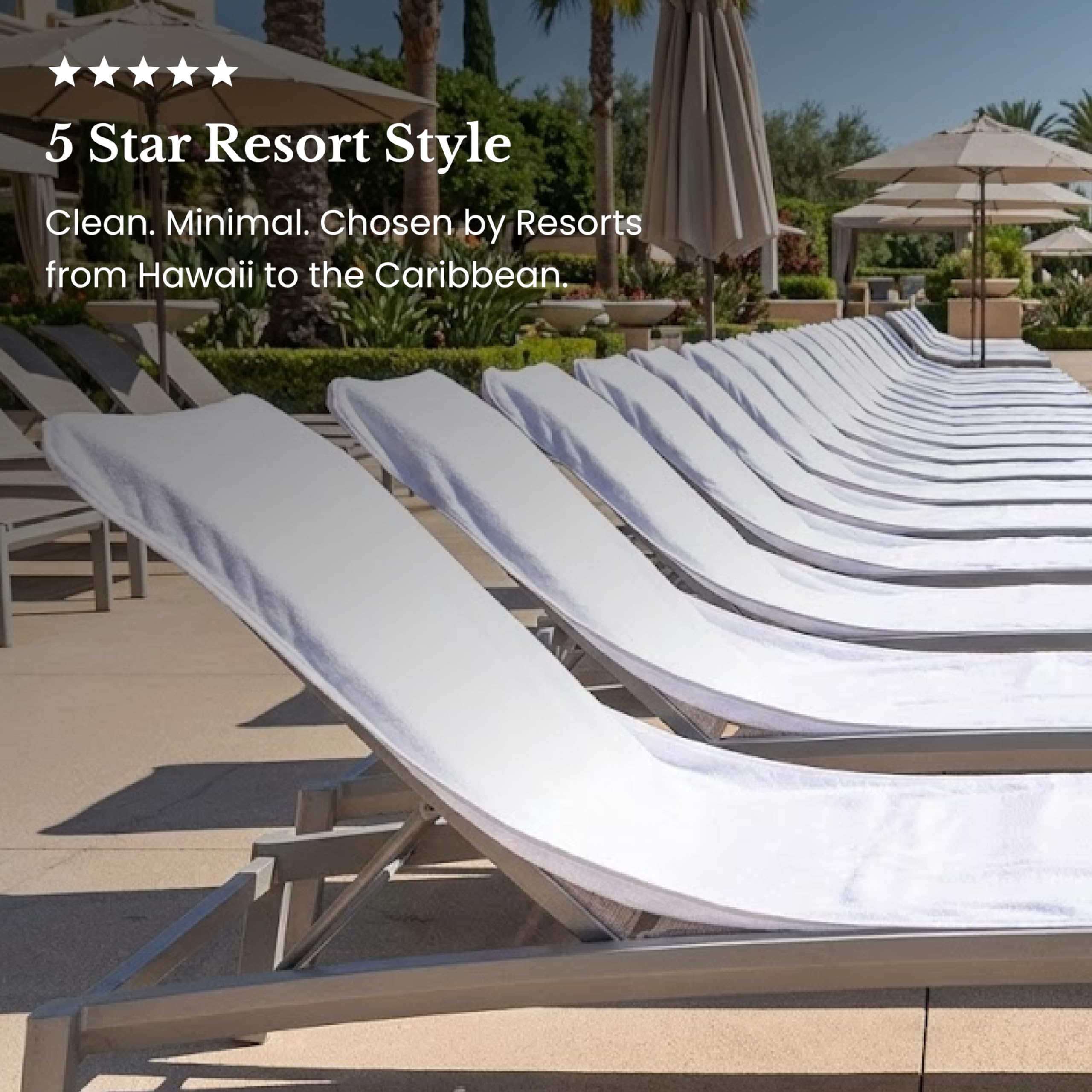 Black & White Brands lounge cover in use poolside conveying comfort and resort-style appeal