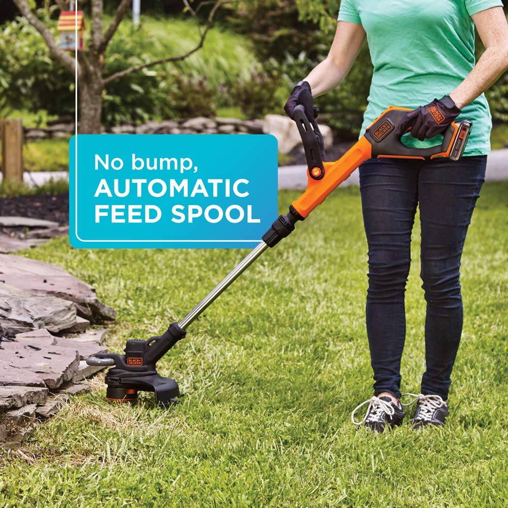 BLACK+DECKER edging along sidewalk demonstrating clean edge results benefit