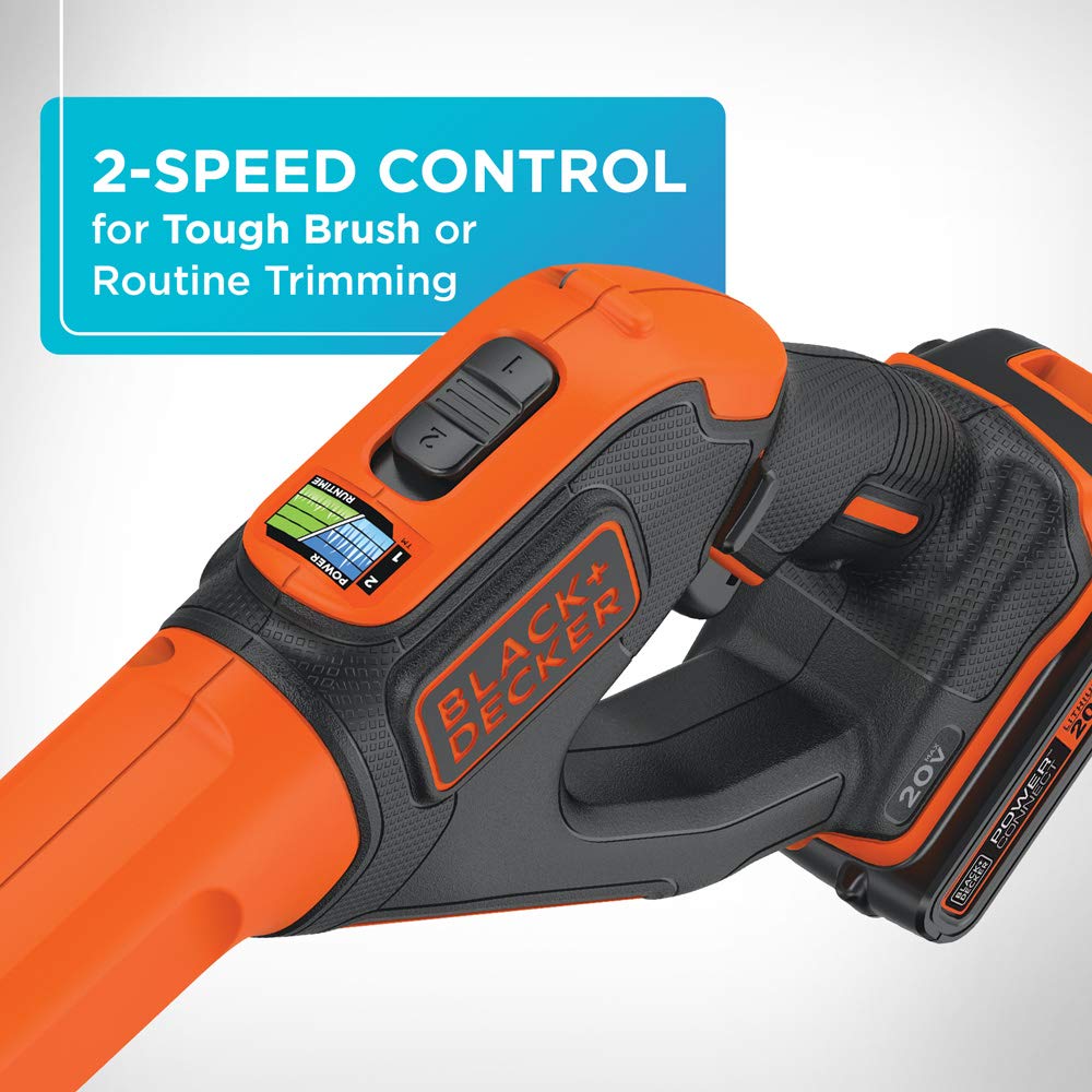 BLACK+DECKER handle and shaft adjustment detail showing ergonomic comfort benefit
