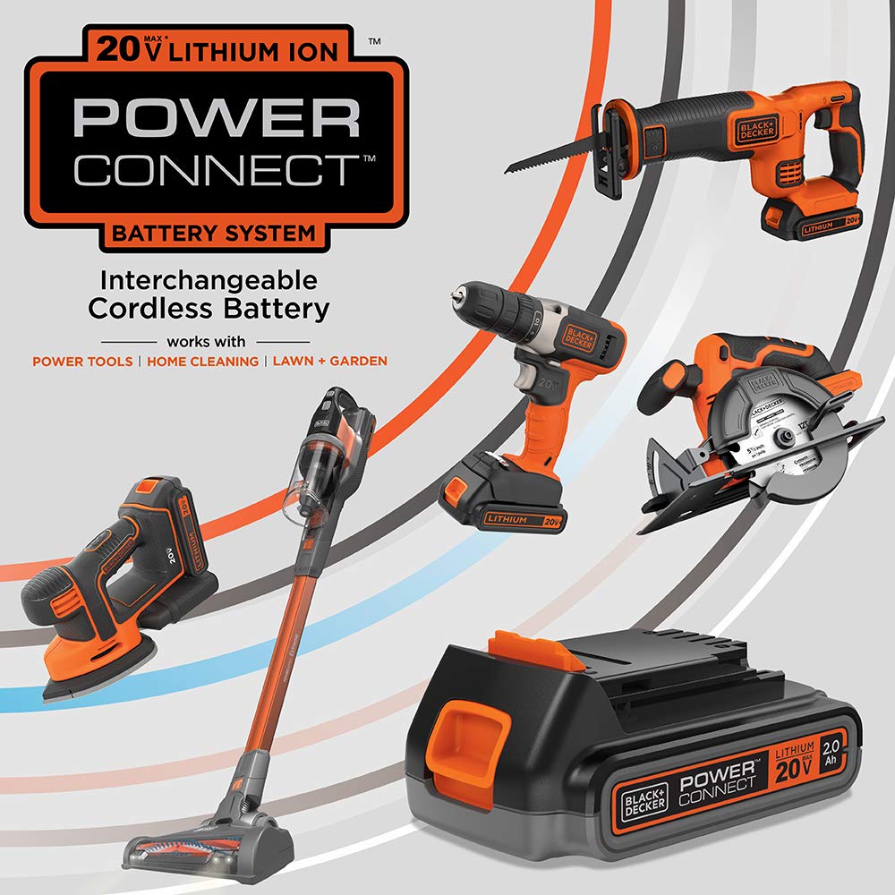 BLACK+DECKER blower in use cleaning a driveway showing fast debris removal