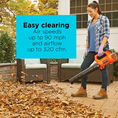 BLACK+DECKER blower with 20V battery attached showing cordless convenience
