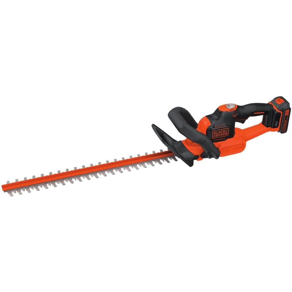 BLACK+DECKER front view showing trimmer and benefits of portability