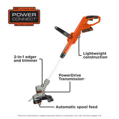 BLACK+DECKER close-up of automatic feed spool, continuous line feed benefit