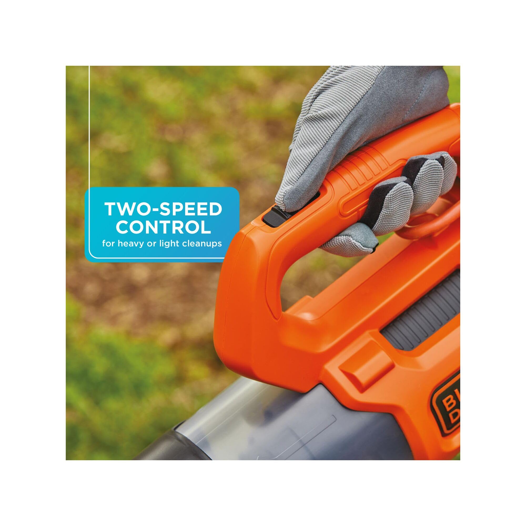 BLACK+DECKER BEBL750 built-in scraper detail removing stuck wet leaves easily