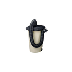BLACK+DECKER 8ft hose extended to show reach and reduce can moves while collecting leaves