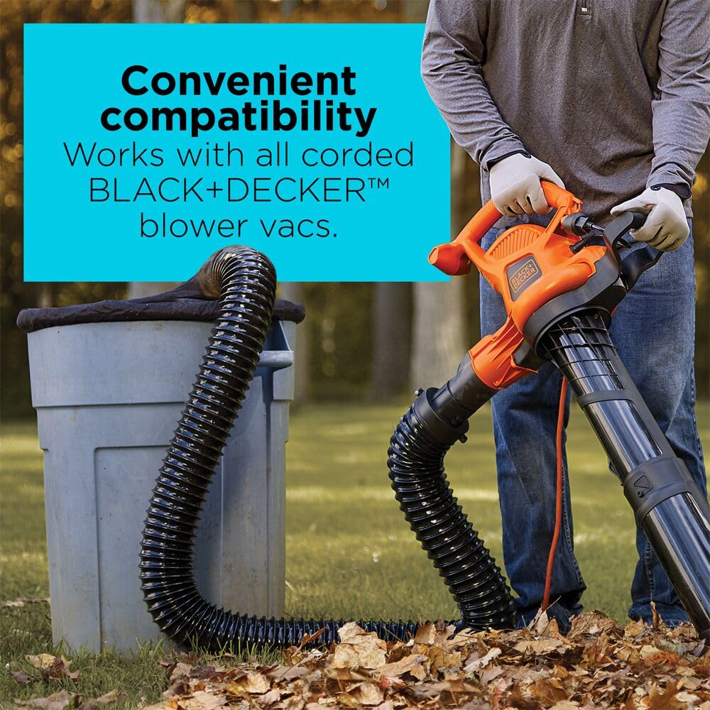 BLACK+DECKER trash can connection showing cover secured over a standard bin for mess-free debris