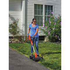 BLACK+DECKER detachable mower deck detail showing quick-release conversion benefit