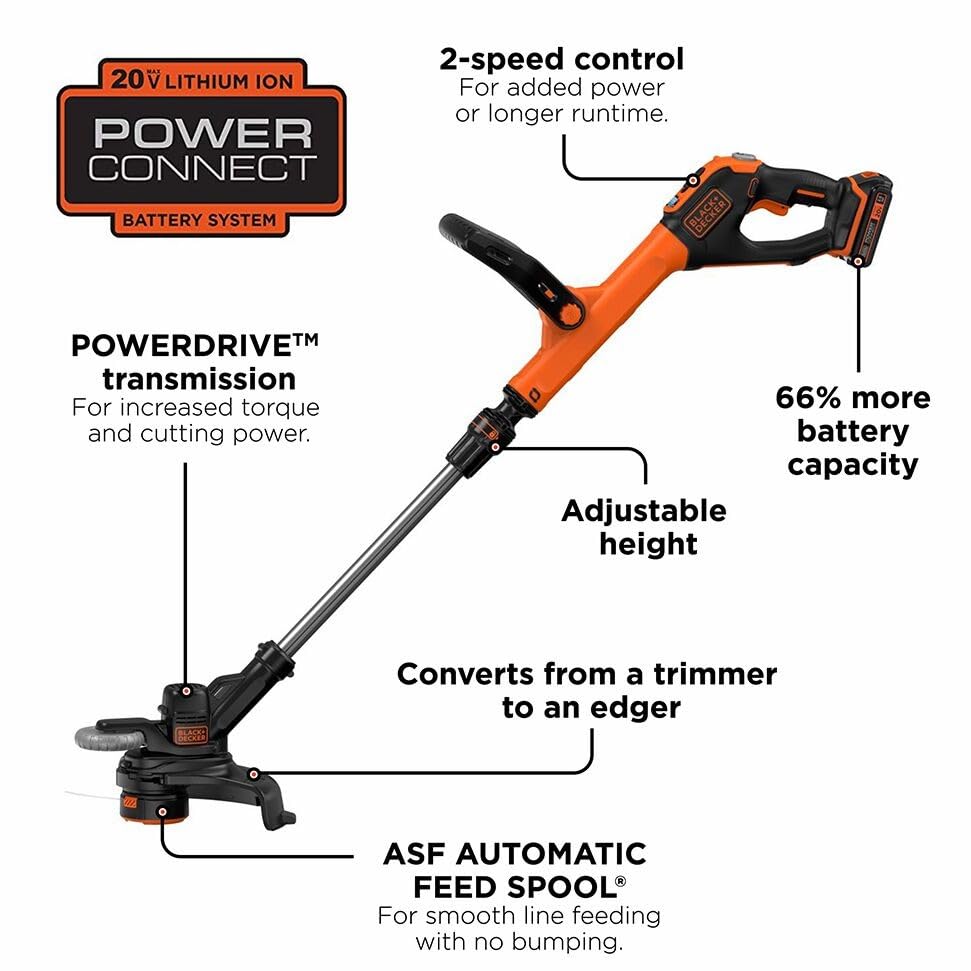 BLACK+DECKER close-up of Automatic Feed Spool for continuous trimming benefit