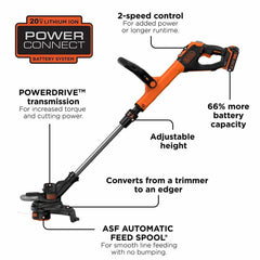 BLACK+DECKER close-up of Automatic Feed Spool for continuous trimming benefit