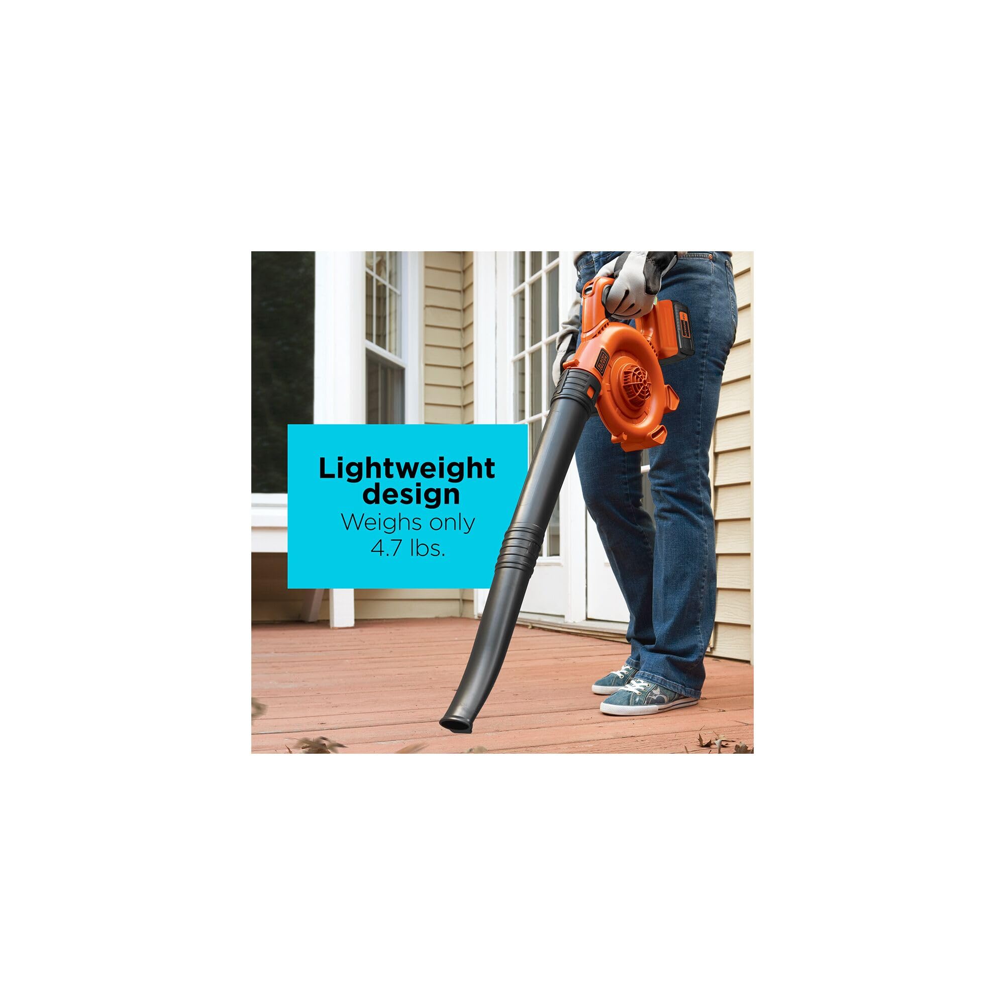 BLACK+DECKER nozzle with built-in scraper detail to loosen matted leaves effectively
