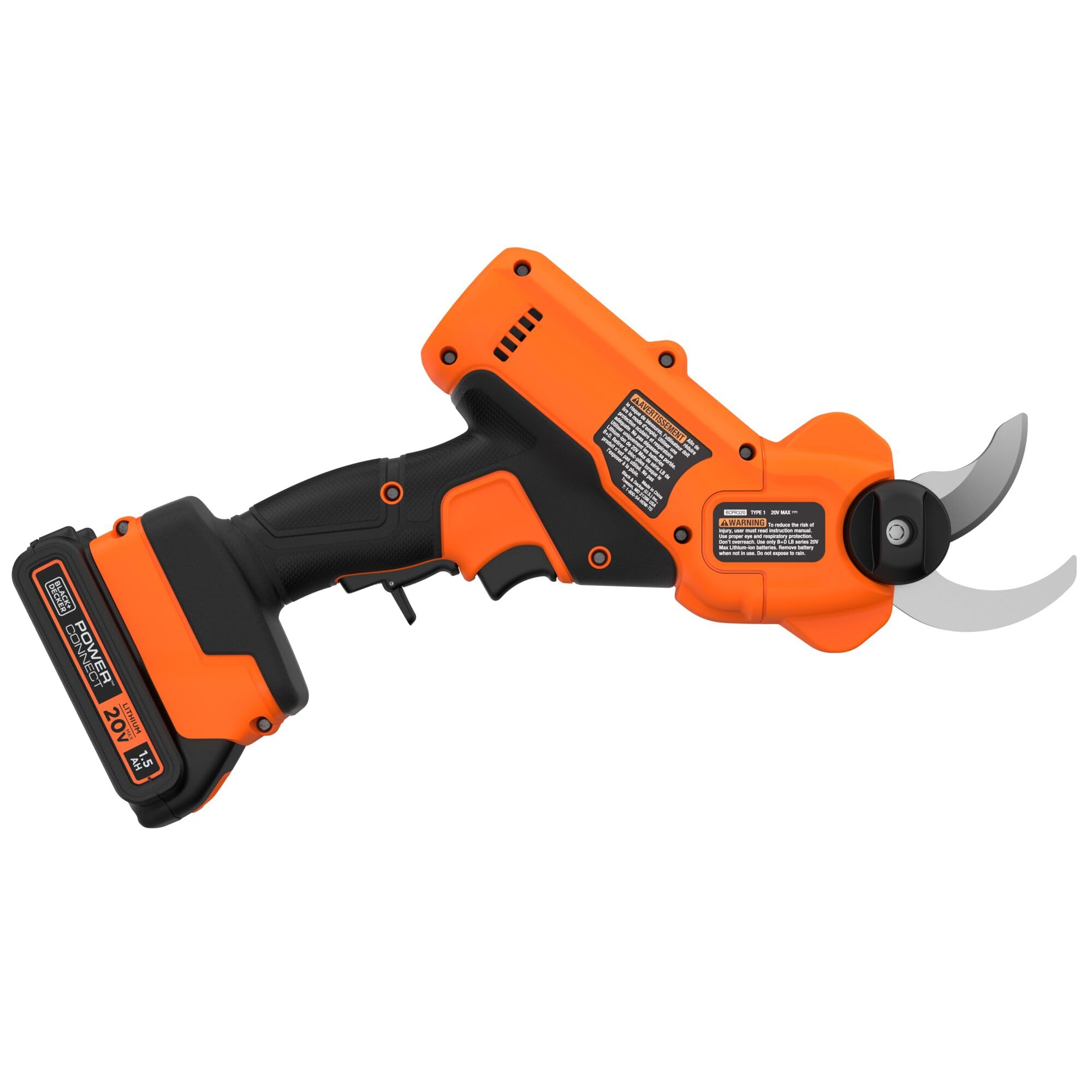 BLACK+DECKER handle grip and controls close-up emphasizing secure hold and intuitive use