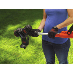 BLACK+DECKER in wheeled edger mode creating a clean lawn border for precise edging