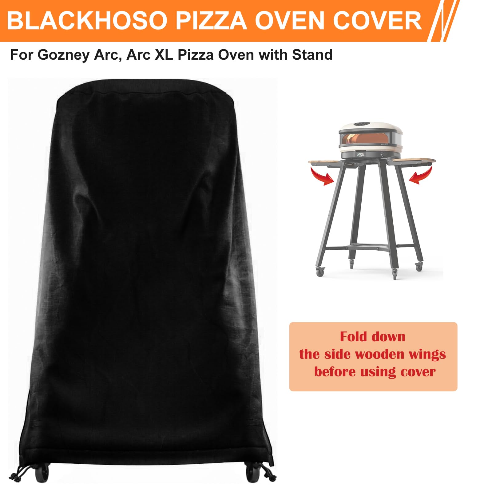 Blackhoso cover side profile showing complete oven coverage and tidy fit for protection
