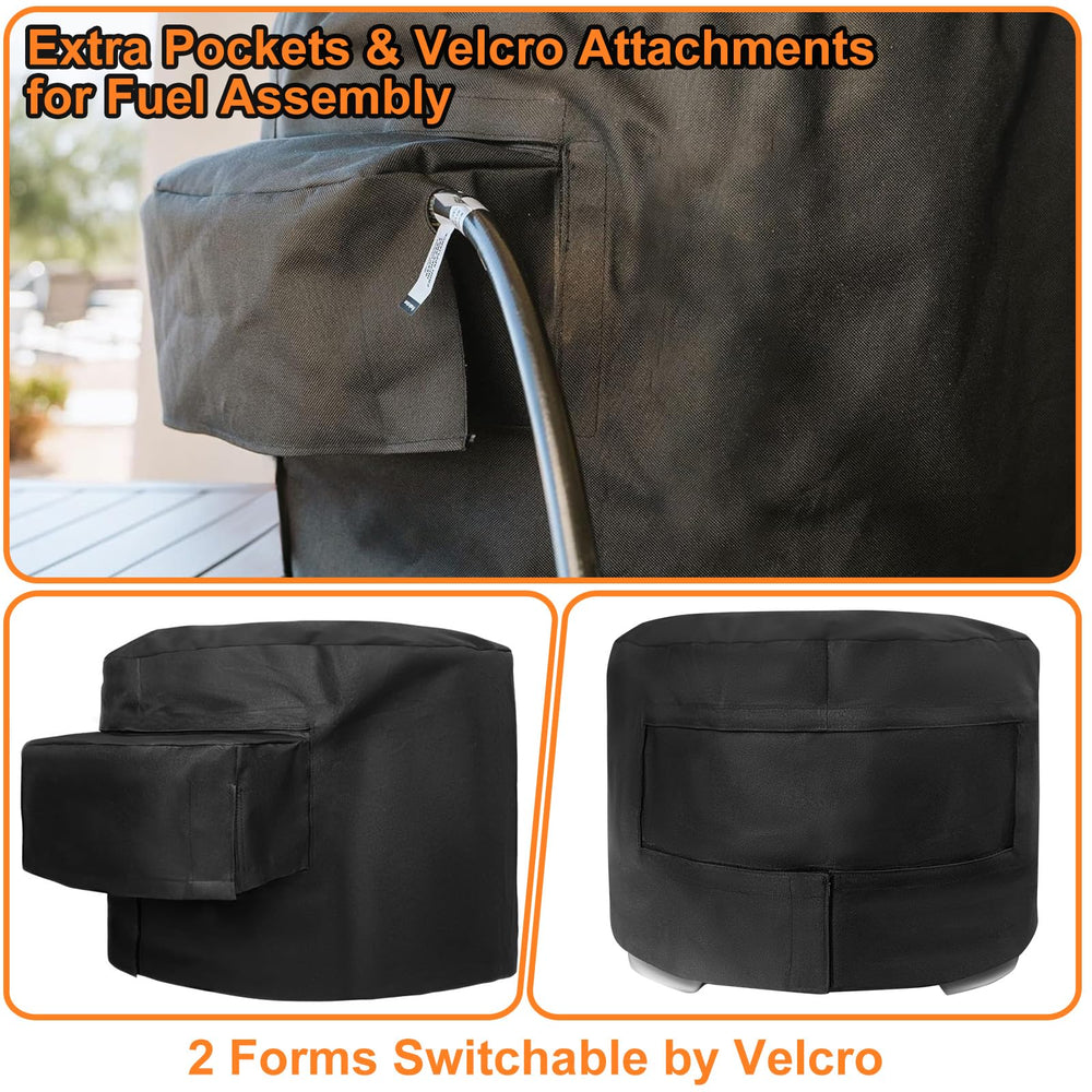 Blackhoso cover on oven outdoors showing weather protection and readiness