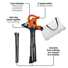 BLACK+DECKER blow tube close-up highlighting targeted airflow efficiency