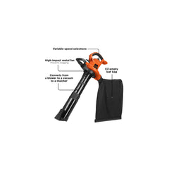 BLACK+DECKER BV6600 blow tube attached for focused airflow and precise clearing