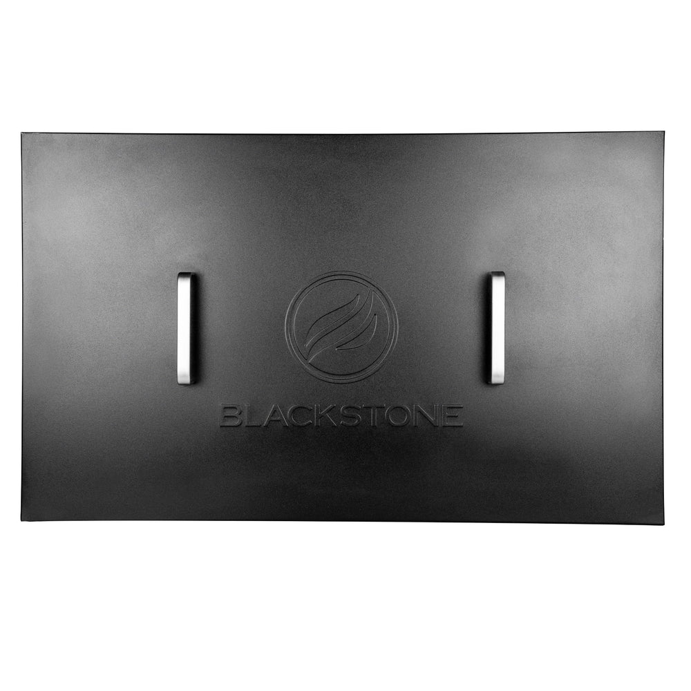 Blackstone hanging bracket in use storing cover off griddle while cooking