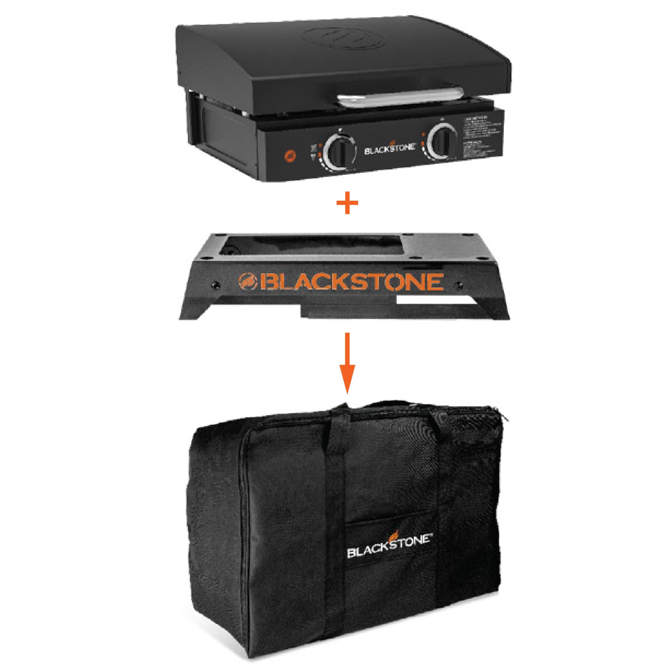 BLACKSTONE griddle bag next to backpack showing compact size